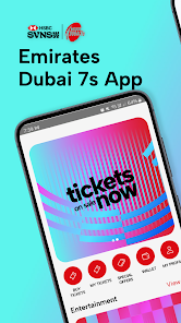 Emirates Dubai 7s app store screenshot showing tickets on sale